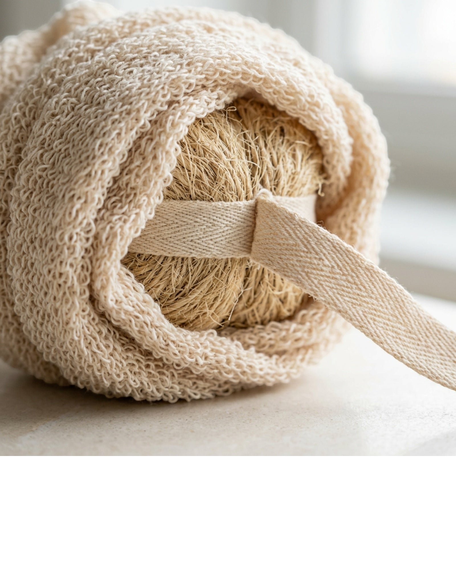 Yord Cotton-Sisal Layered Bath Puffs 12 cm Natural Pack of 2 - Detail view