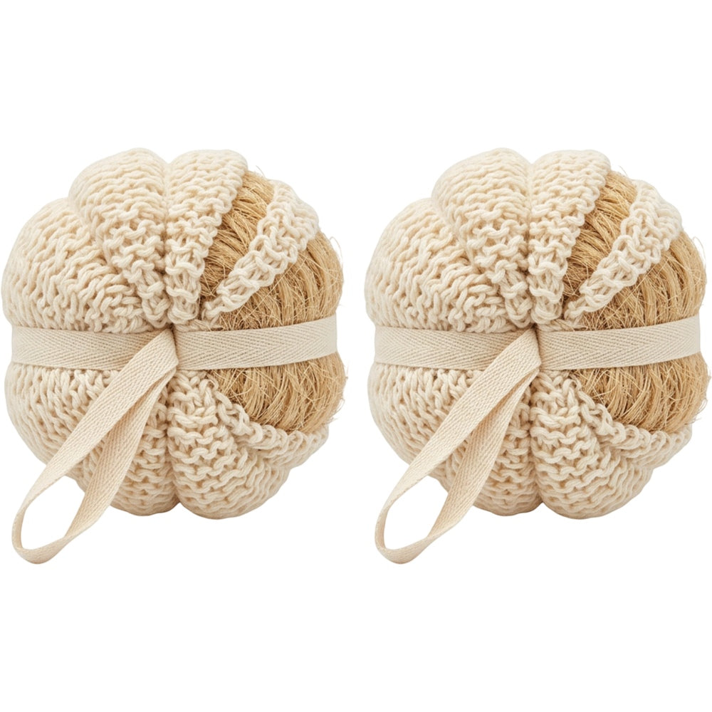 Yord Cotton-Sisal Layered Bath Puffs 12 cm Natural Pack of 2 - Product view